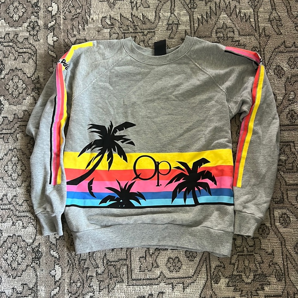 Ocean pacific rainbow sweatshirt pullover crew neck size small vintage 70s